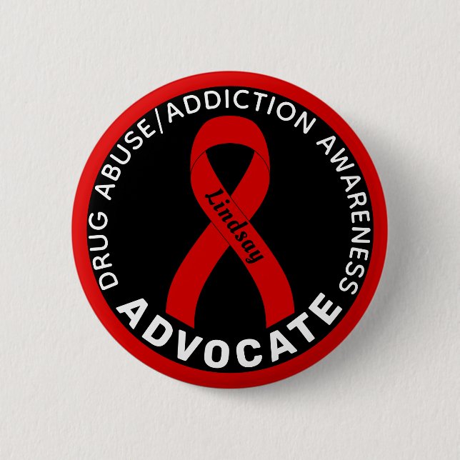 Drogensuchtbewusstsein Advocate Ribbon Black Button (Vorderseite)