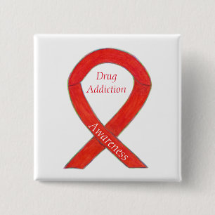 Drogensuchtbewusstsein Red Ribbon Custom Button