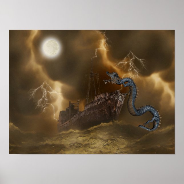Drogon Ship Fantasy Art Poster (Vorne)