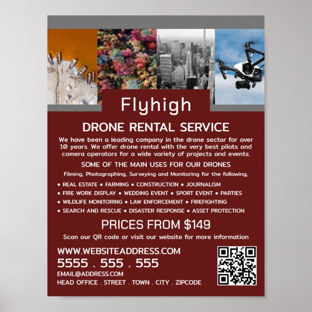 Drohne Collage Banner, Drone Rental Company Poster (Vorne)