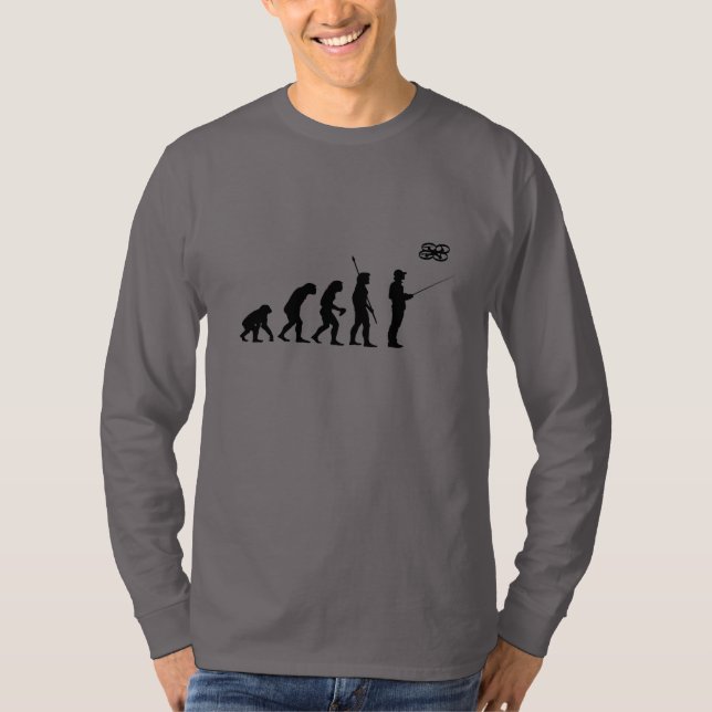 Drohne-Evolutions-lange Hülse T-Shirt (Vorderseite)