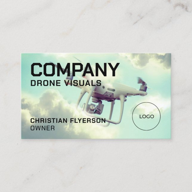 Drohne in Himmel und Logo Visitenkarte (Vorderseite)