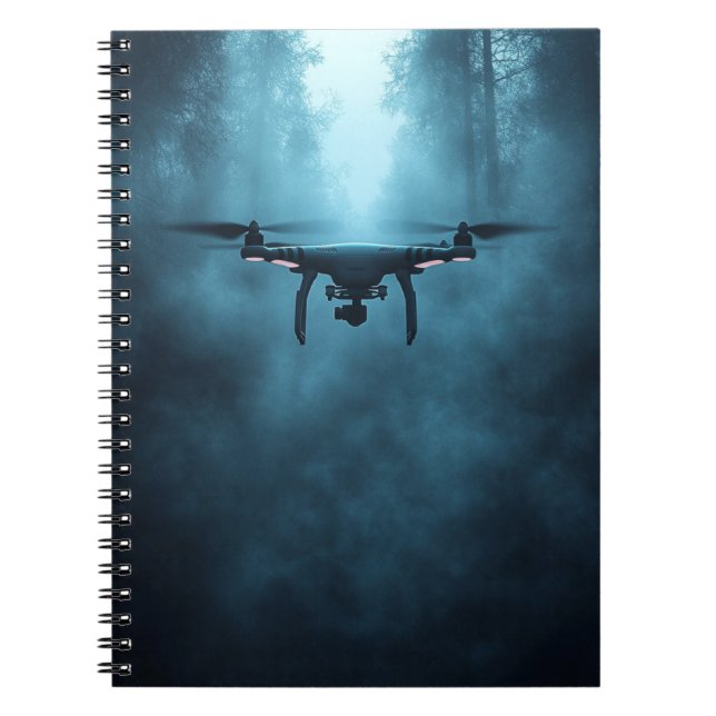 Drohne in Misty Forest Spiral Notebook Notizblock (Vorderseite)