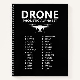 Drohne NATO-Telefonalphabet – Schwarze Grafik Notizbuch
