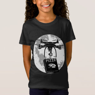 Drohne Pilot Pizza Lieferung Quadcopter Vollmond T-Shirt