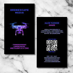 Drohne Pilot UAV Fotografie QR Code Futuristisch Visitenkarte