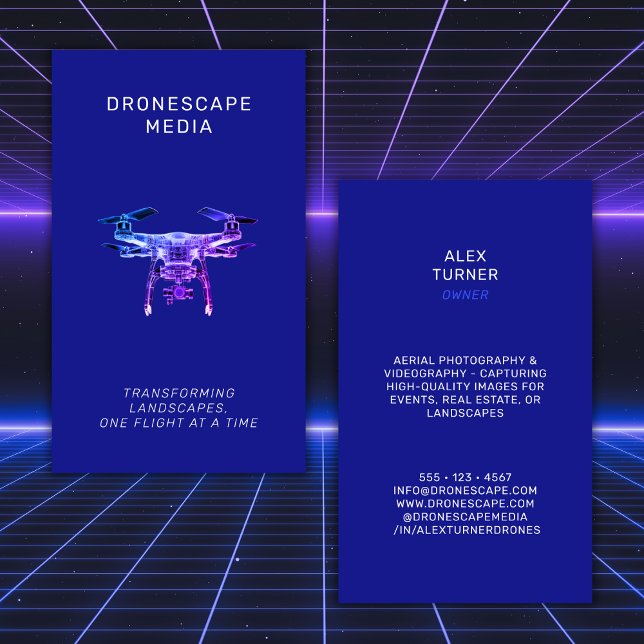Drohne Pilot UAV Fotovideo Modern Blue Visitenkarte (Von Creator hochgeladen)