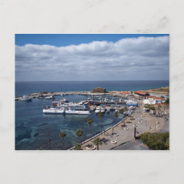 Drohnenansicht von Paphos Hafen und Schloss Postkarte