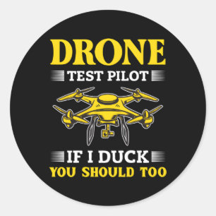 Drohnentestpilot Dronen Quadcopter Runder Aufkleber