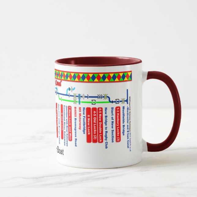 Droitwich Kanal-Weg-Karte Tasse (Rechts)
