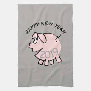 Drôle 3 Cartoon Cochon Année 2019 Serviette de cui