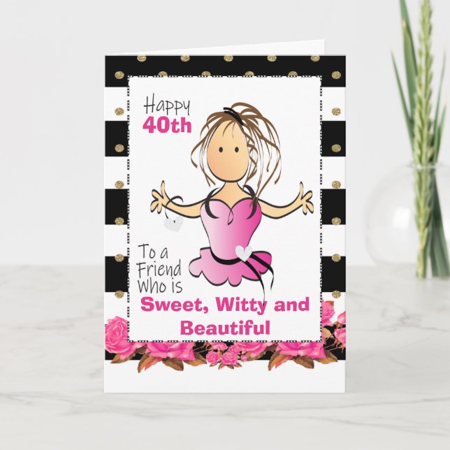 Drôle 40e carte d'anniversaire pour elle (Devant)