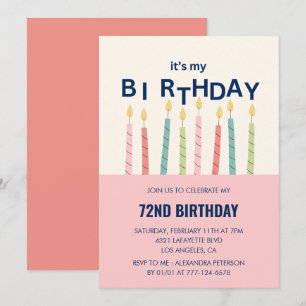 Drôle 72e anniversaire invitations Humour bougie