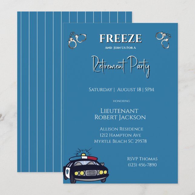 Drôle agent de police de retraite Invitation (Devant / Derrière)