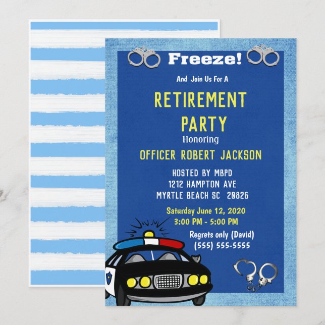 Drôle agent de police de retraite Invitation (Devant / Derrière)