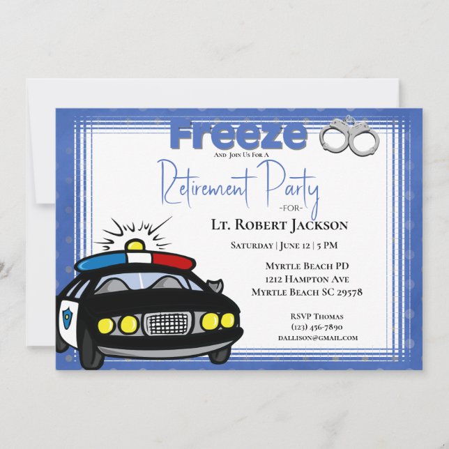 Drôle agent de police de retraite Invitation (Devant)