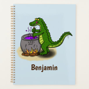Drôle alligator vert cuisine dessin animé