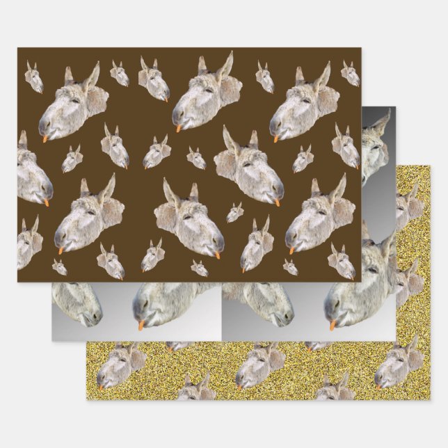 Drôle âne, Feuilles d'enveloppement de cadeaux, (Lot)
