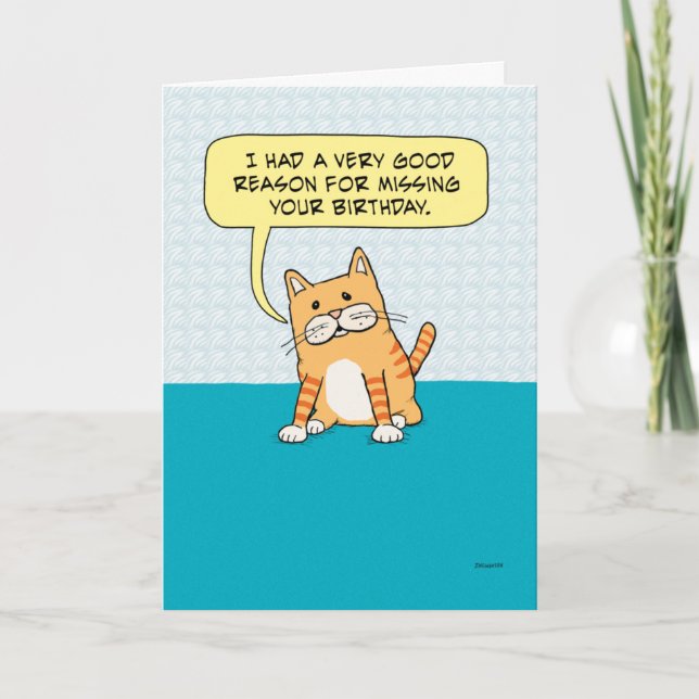Drôle Anniversaire Carte Chat (Devant)