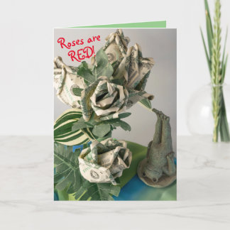 Drôle argent papier vert roses humour carte d'anni
