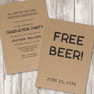 Drôle bière libre 2024 Graduation Party Invitation