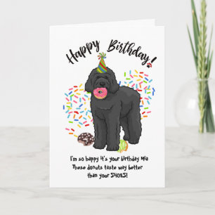 Drôle Black Labradoodle Carte d'anniversaire Donut