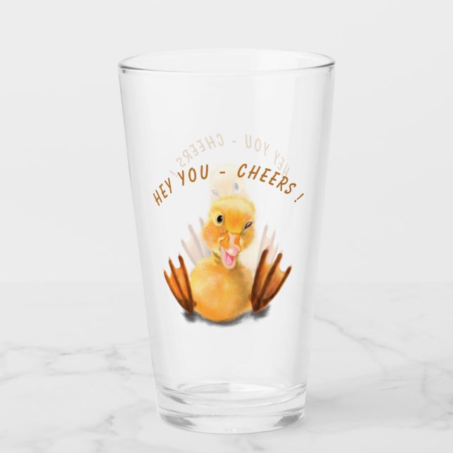 Drôle cadeau en verre avec un canard heureux - Bra (Devant)