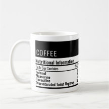 Drôle café information nutritionnelle café tasse d