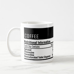Drôle café information nutritionnelle café tasse d