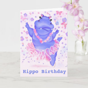 Drôle carte d'anniversaire Ballerina Hippo Ballet 