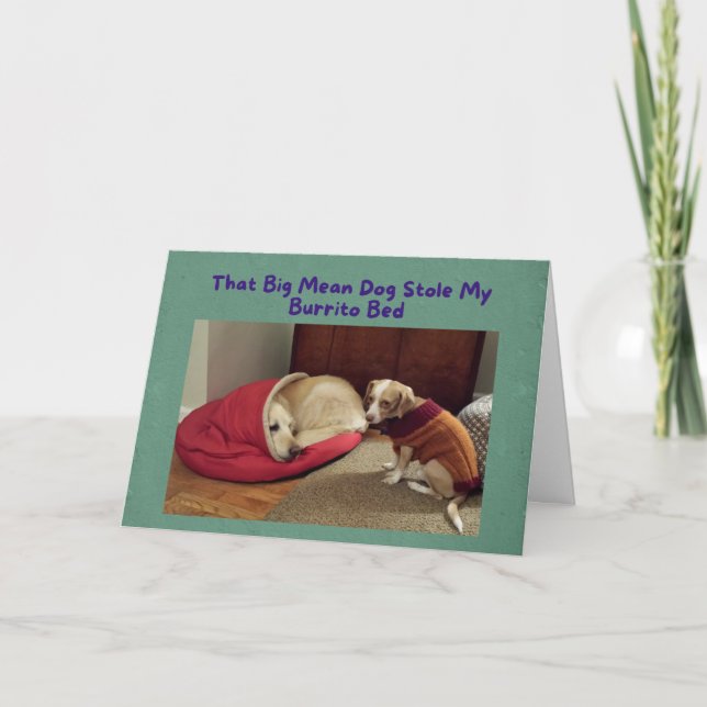 Drôle carte d'anniversaire Big Dog dans Little Dog (Devant)