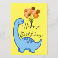 Drôle carte d'anniversaire dinosaure bleu