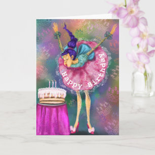 Drôle Carte d'Anniversaire Fille soufflant des bou
