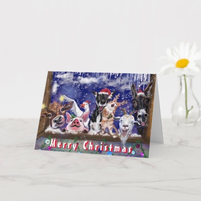 Drôle carte de Noël Bonne fête agricole (Petite plante)
