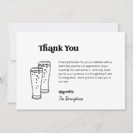 Drôle Carte de remerciements de Mariage de bière l