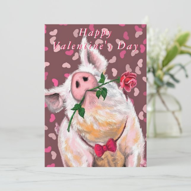 Drôle carte Saint Valentin avec Gentleman Pig (Debout devant)
