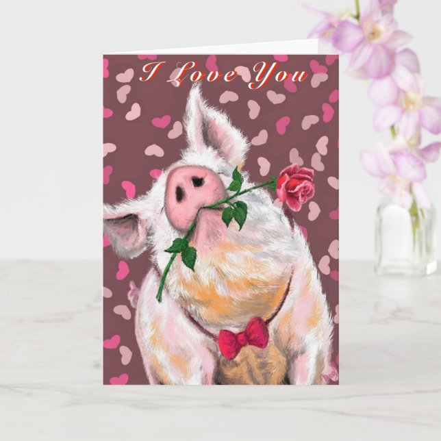 Drôle carte Saint Valentin avec Gentleman Pig (Orchidée)