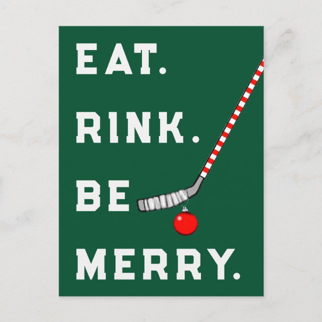Drôle Cartes de fin de année de Noël de hockey (Devant)