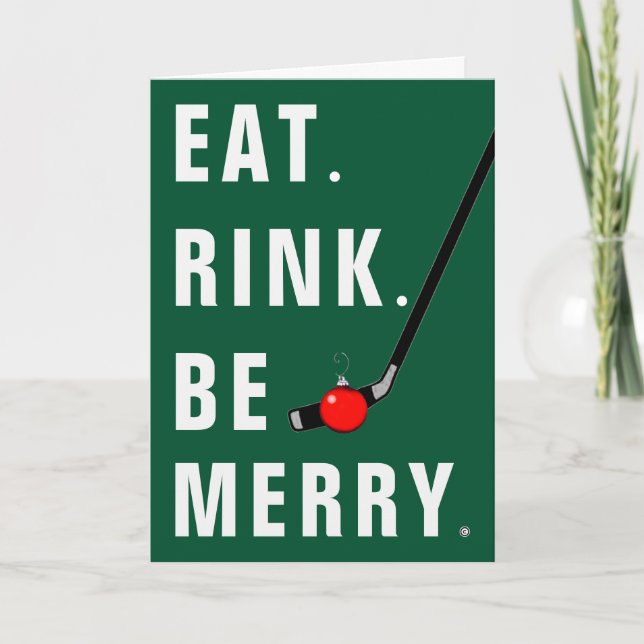 Drôle Cartes de fin de année de Noël de hockey (Devant)