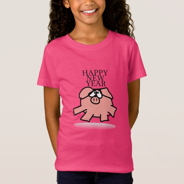 Drôle Cartoon Cochon Année 2019 Girl T-shirt (Devant)