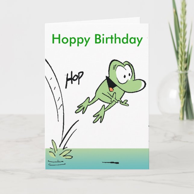 Drôle Cartoon de grenouille Hoppy Carte Anniversai (Devant)