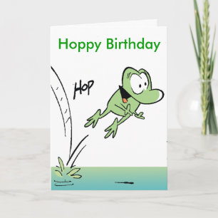 Drôle Cartoon de grenouille Hoppy Carte d'annivers