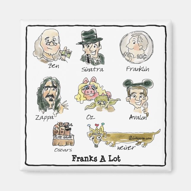 Drôle Cartoon Franks Un Aimant Beaucoup Carré (Devant)