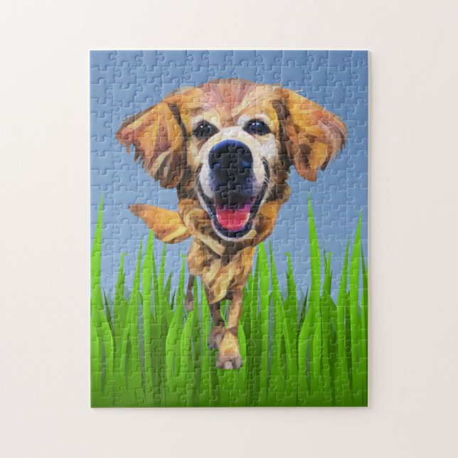 Drôle Cartoon Golden Retriever 252 Piece Puzzle (Vertical)