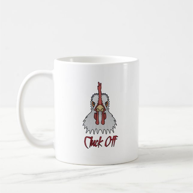 Drôle Cartoon Rooster Cluck Off Coffee Mug (Gauche)