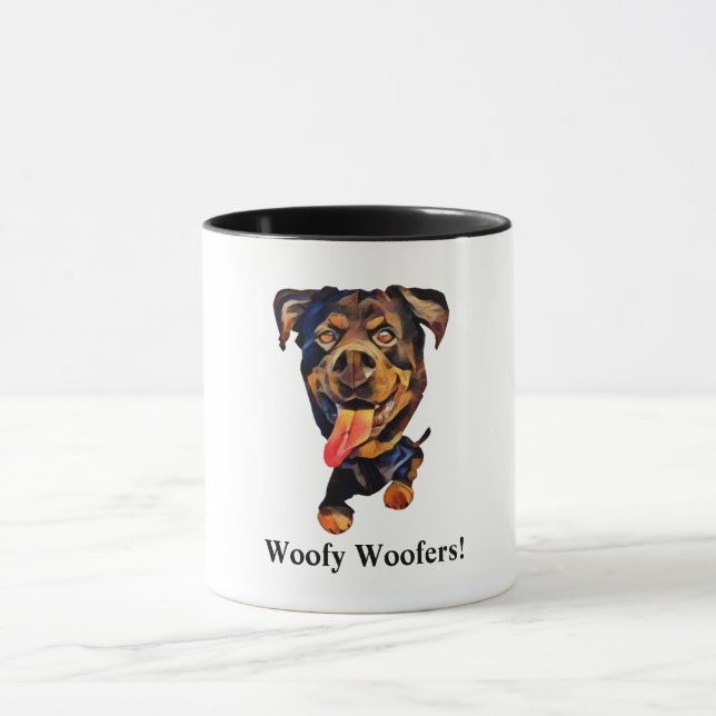 Drôle Cartoon Rottweiler Chien Mug (Centre)