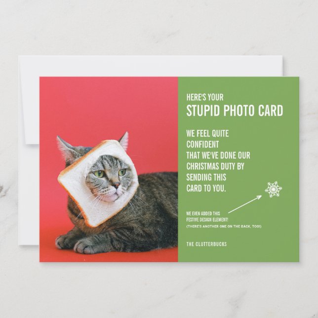 Drôle Cat Pain Masque Noël Stupide Carte photo (Devant)