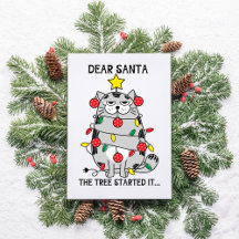 Drôle Chat de Noël Carte postale Arbre de chat