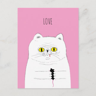 Drôle Chat Donnant une carte postale AMOUR de la s