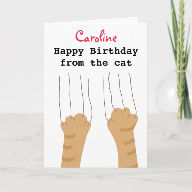 Drôle chat gingembre rayures carte d'anniversaire (Devant)